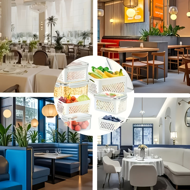 9pcs BPA Immune Plastic Food Storage Containers with Drainage Basket & Lid - Leakproof, Reusable, Multi-Functional Kitchen Organizer for Fruits, Vegetables