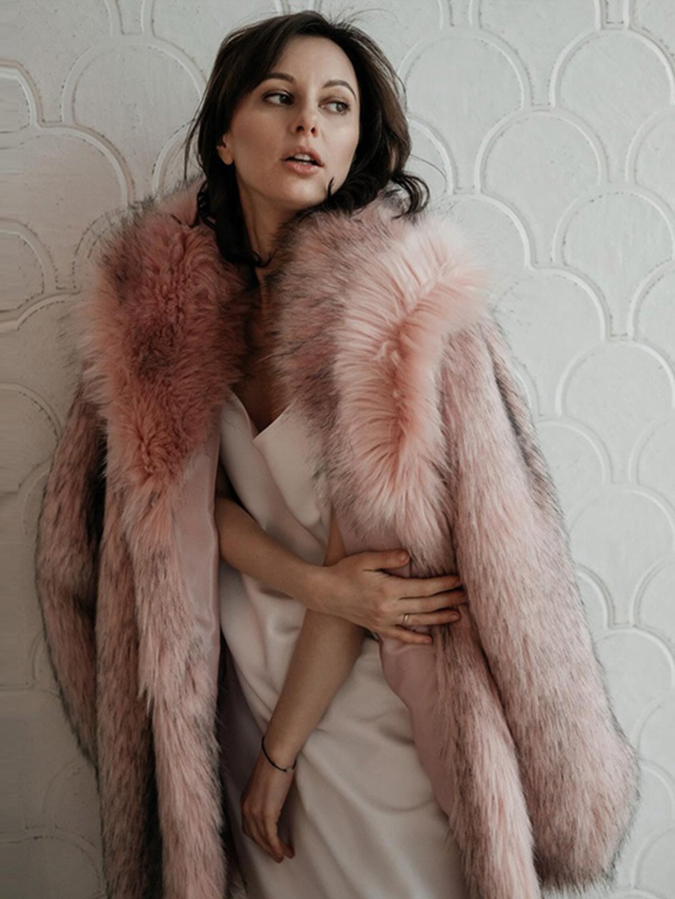 HERTALK Women'S Winter Coat Made of Plush Faux Fur, Warm Cardigan Outerwear