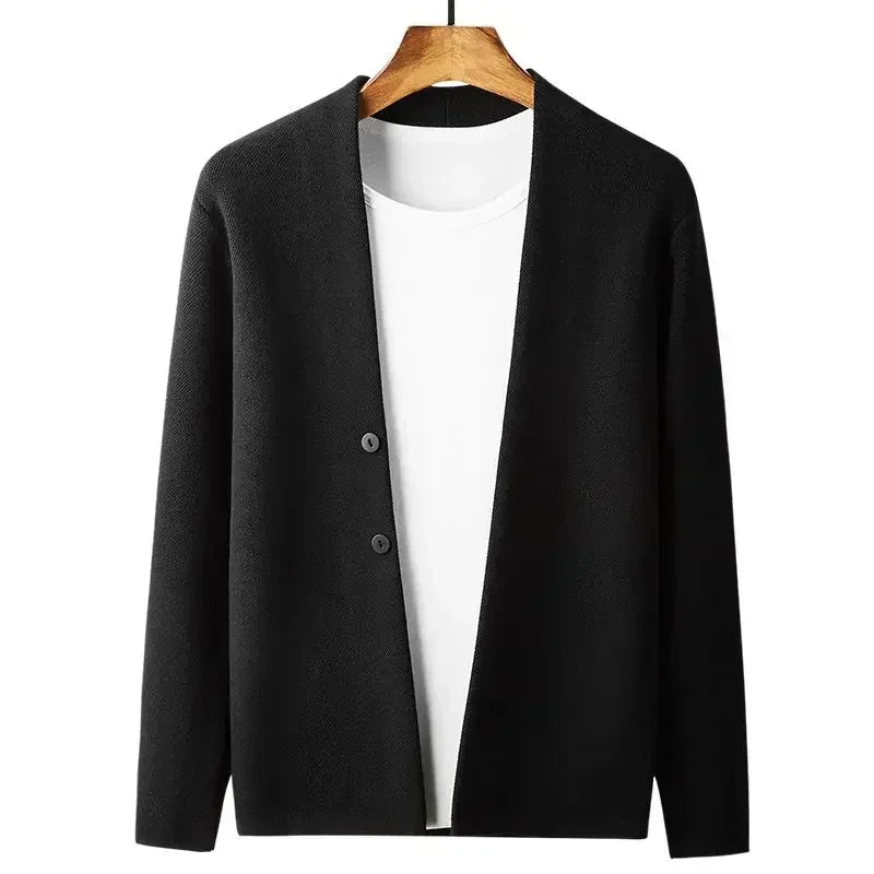 Man Clothes Solid Color Business Black Knitted Sweaters for Men