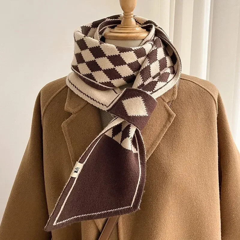 Women Warm Cashmere Neckerchief Foulard Ladies Neck Tie Small Skinny Scarves Bandana Echarpe