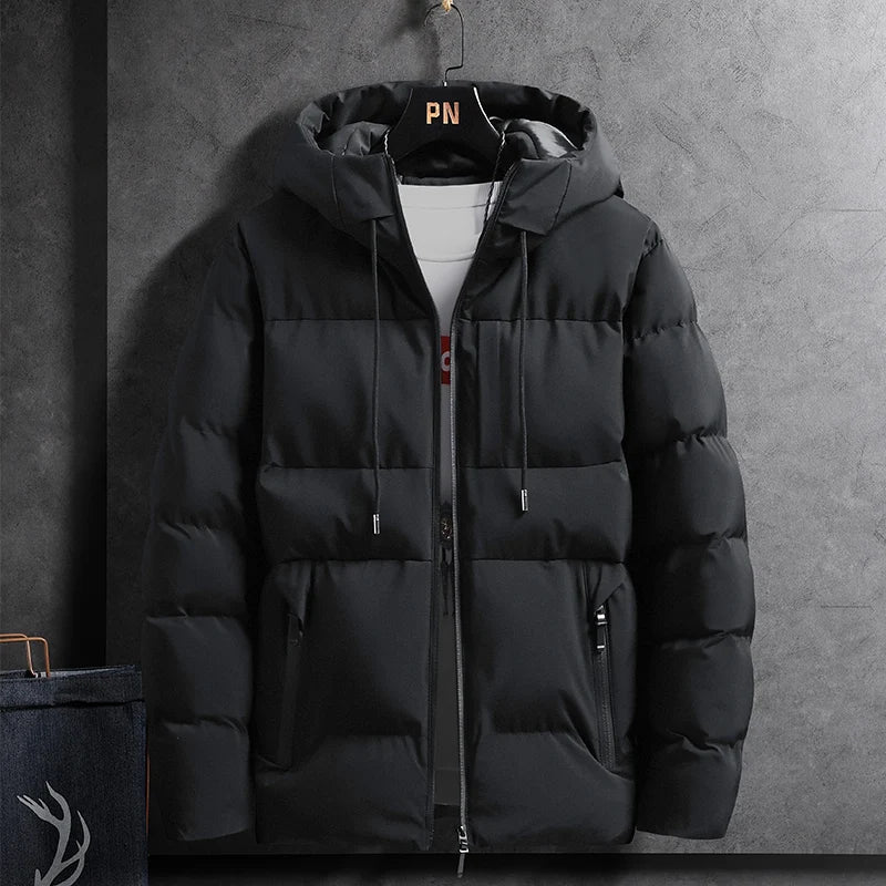Autumn and Winter Men's Cotton Coat Hooded Jacket Warm Casual Simple Korean Version Slim Fit Cotton Coat Trend Puffer Jacket