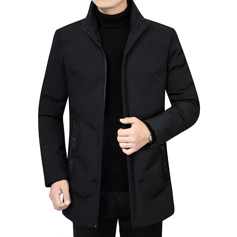 New Male Winter Jacket Men Hooded Long Coat Fleece Mens Jackets Outwear Windproof