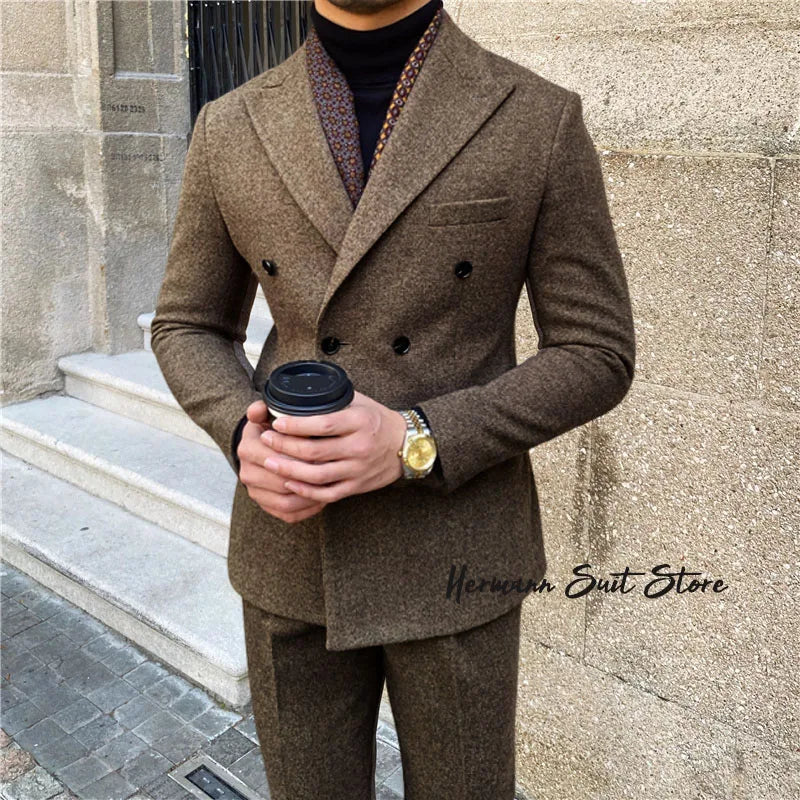 Men's 2 piece suit set(Jacket+Pants) Fashion Casual Man Suit Set Man Business suit set