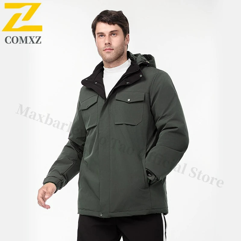 Winter Cotton Jacket Men Windproof Coat Casual Outdoor Cold Weather Workwear Parka