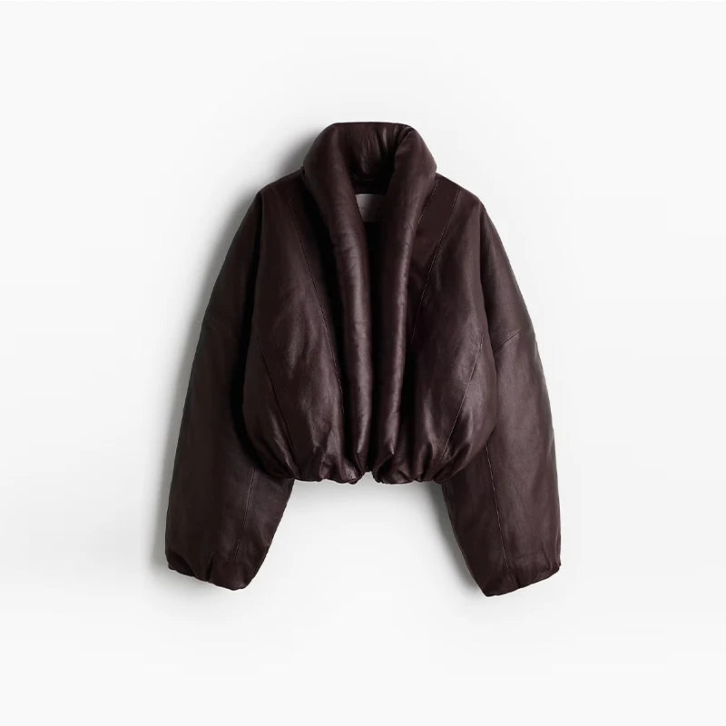 Solid Thicken Short Woman Coats Turn-down Collar Long Sleeve Covered Button Warm Outerwear 2025 Autumn Winter New Lady Jackets