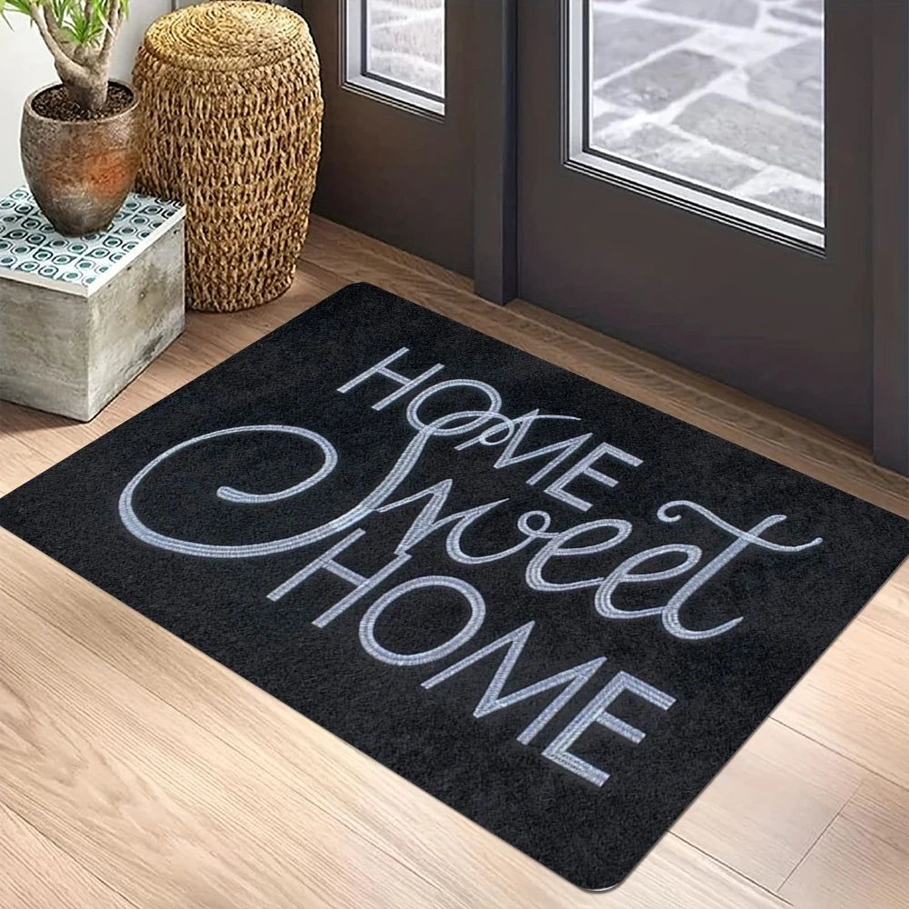 HOME SWEET HOME Handwritten Sweet Carpet Mat Heart Accent Non-Slip Rug Living Bedroom Indoor Home Decoration Durable Floor Mat