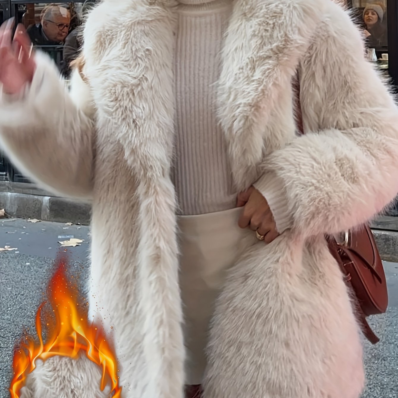 Women's French-Inspired Winter Coat with Luxurious White Trim - Elegant Oversized Jacket, Machine Washable Plush Jacket for Cold Weather, Coat of Arms Collar (No- Removal) - Versatile Outerwear for Parties, & Daily Use, Winte