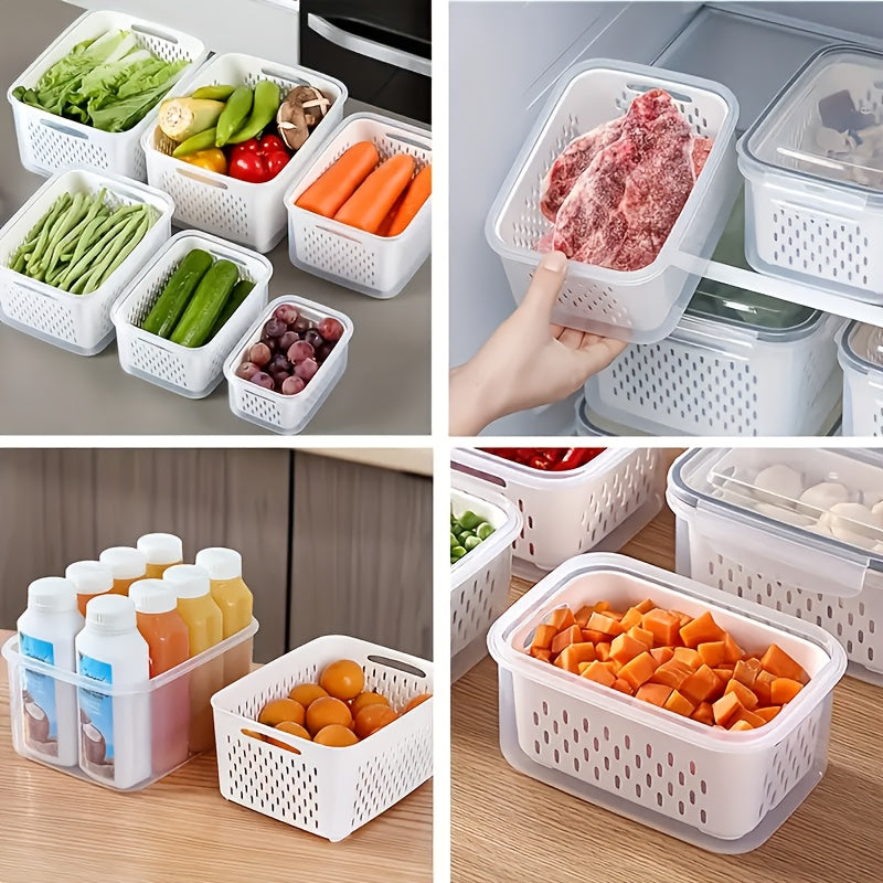 9pcs BPA Immune Plastic Food Storage Containers with Drainage Basket & Lid - Leakproof, Reusable, Multi-Functional Kitchen Organizer for Fruits, Vegetables