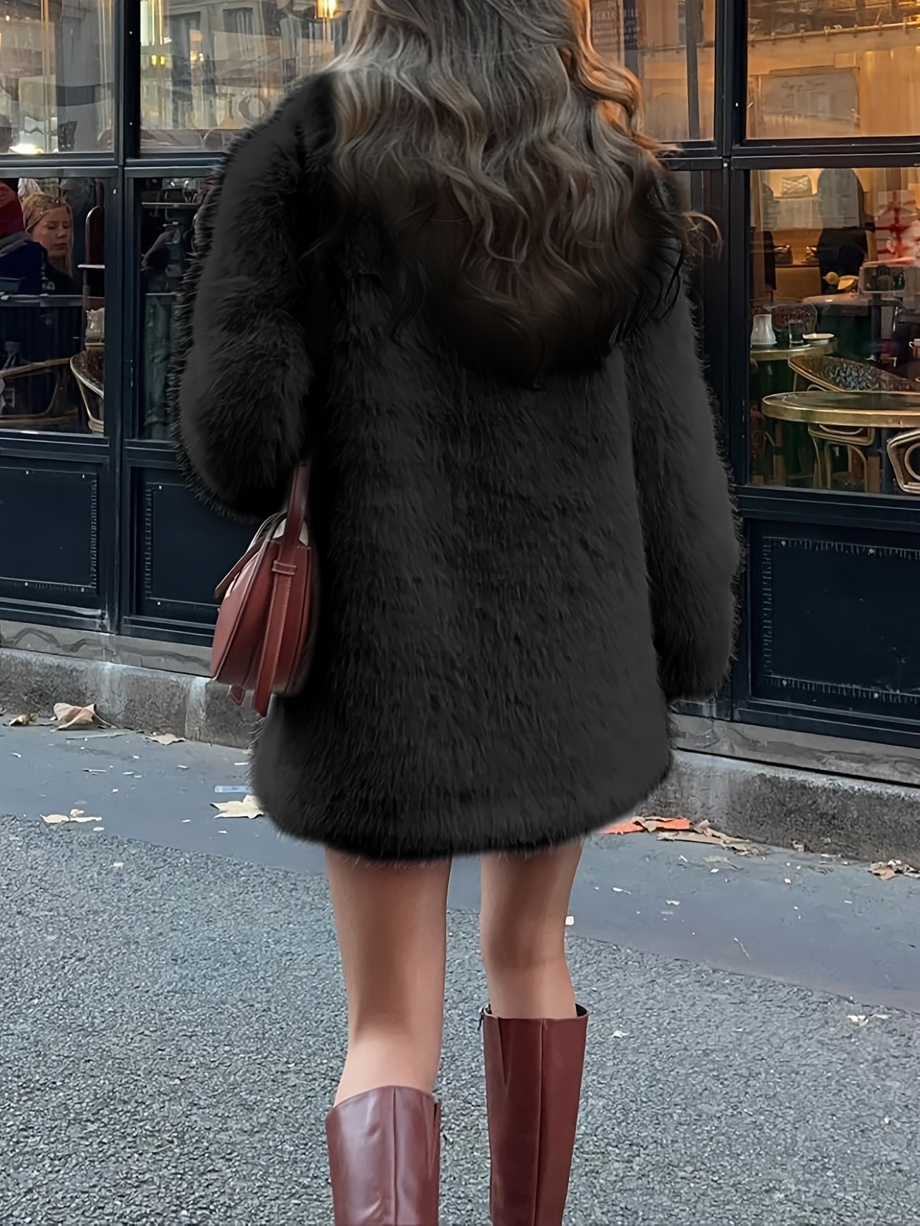 Women's French-Inspired Winter Coat with Luxurious White Trim - Elegant Oversized Jacket, Machine Washable Plush Jacket for Cold Weather, Coat of Arms Collar (No- Removal) - Versatile Outerwear for Parties, & Daily Use, Winte