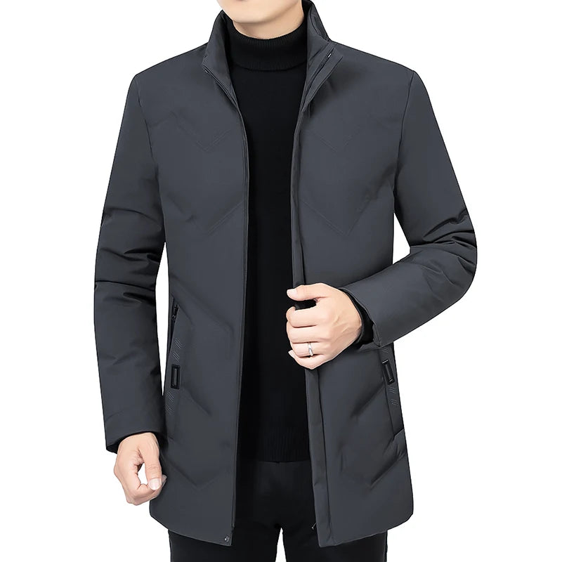 New Male Winter Jacket Men Hooded Long Coat Fleece Mens Jackets Outwear Windproof