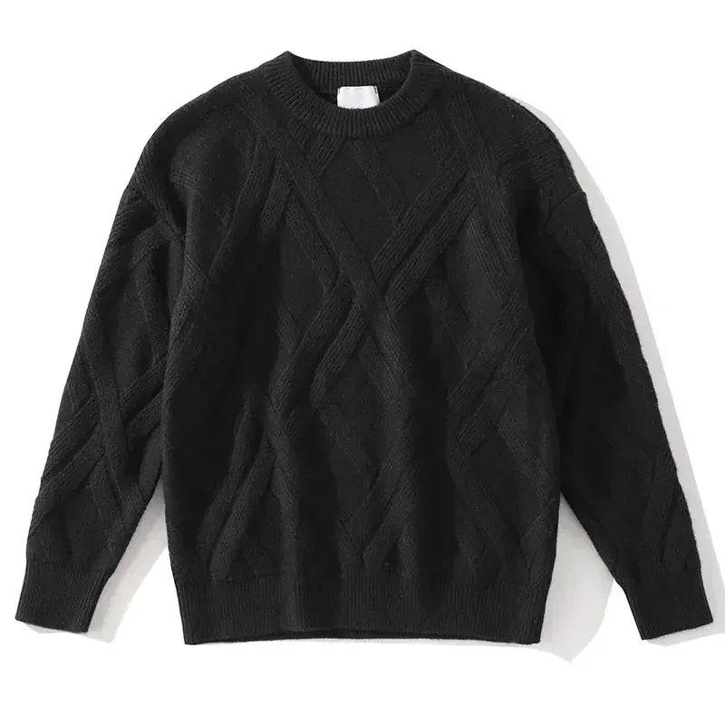 Sweaters for Men Solid Color Man Clothes Plain Crewneck Pullovers