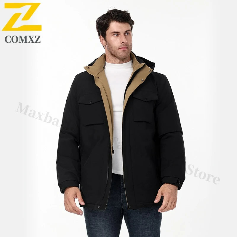 Winter Cotton Jacket Men Windproof Coat Casual Outdoor Cold Weather Workwear Parka