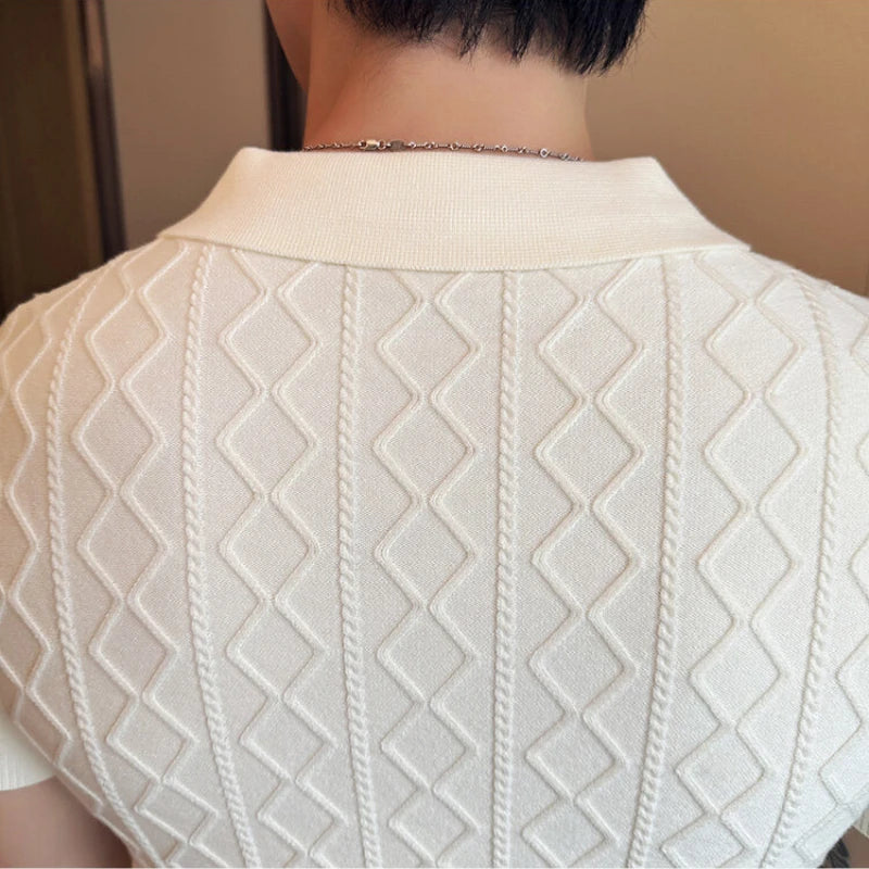 Spring Summer New Men's Polo Collar Slim Fit