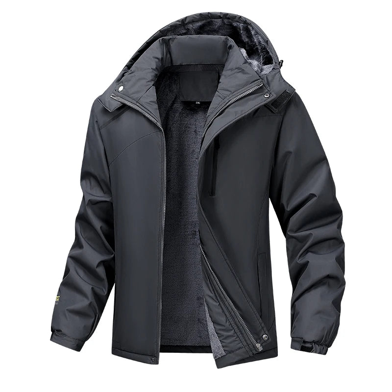 Men Casual Thicken Warm Cotton Padded Jacket Mens Fashion Hooded Outdoor Windproof Coat Parkas Plus Size Waterproof