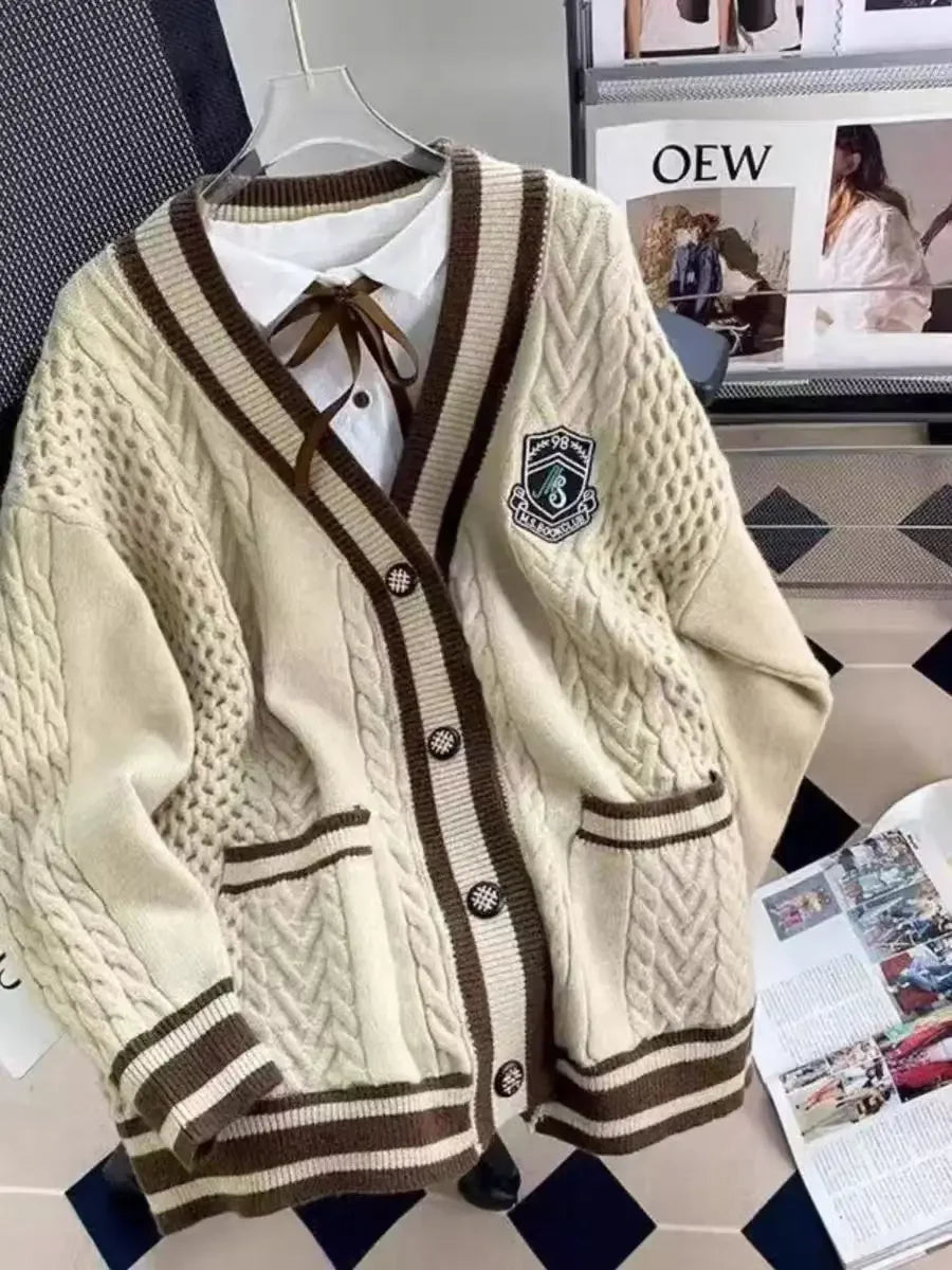 Winter Women Sweater Knitted Cardigan Oversize Girls Sweater Woman Cashmere Pullover Tops Long Sleeve Maxi Vintage Y2k Thick