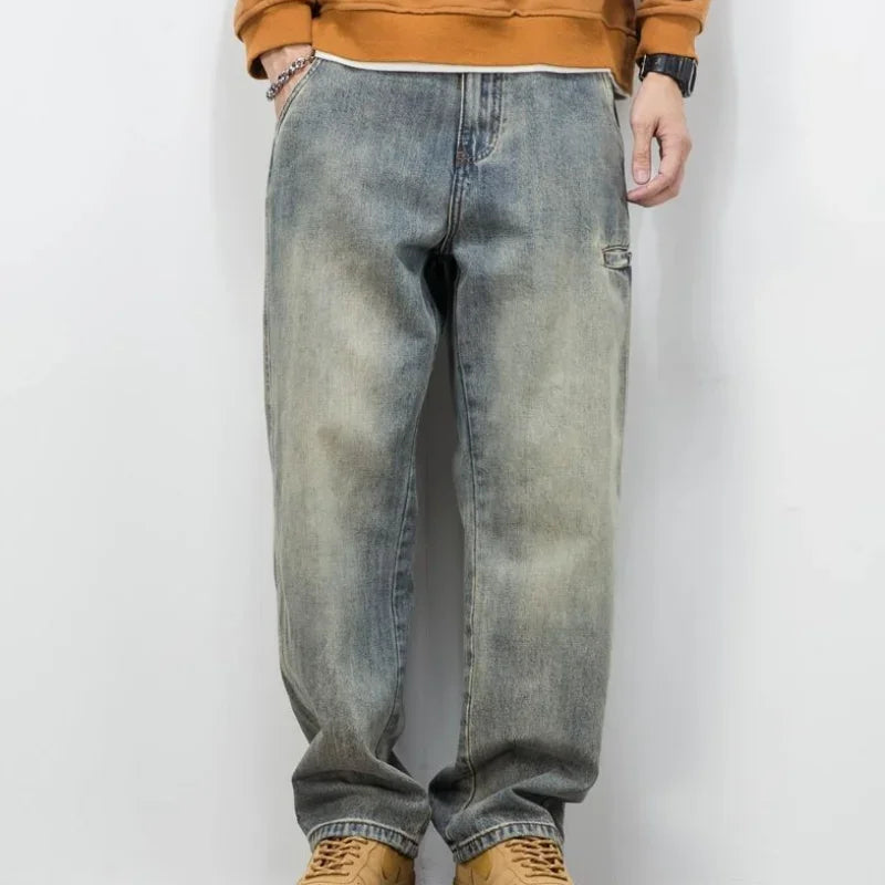Men's Jeans Retro Cargo Trousers Straight Man Cowboy Pants Punk Washed Luxury Designer 2025 Trend Y2k Vintage  Style Baggy