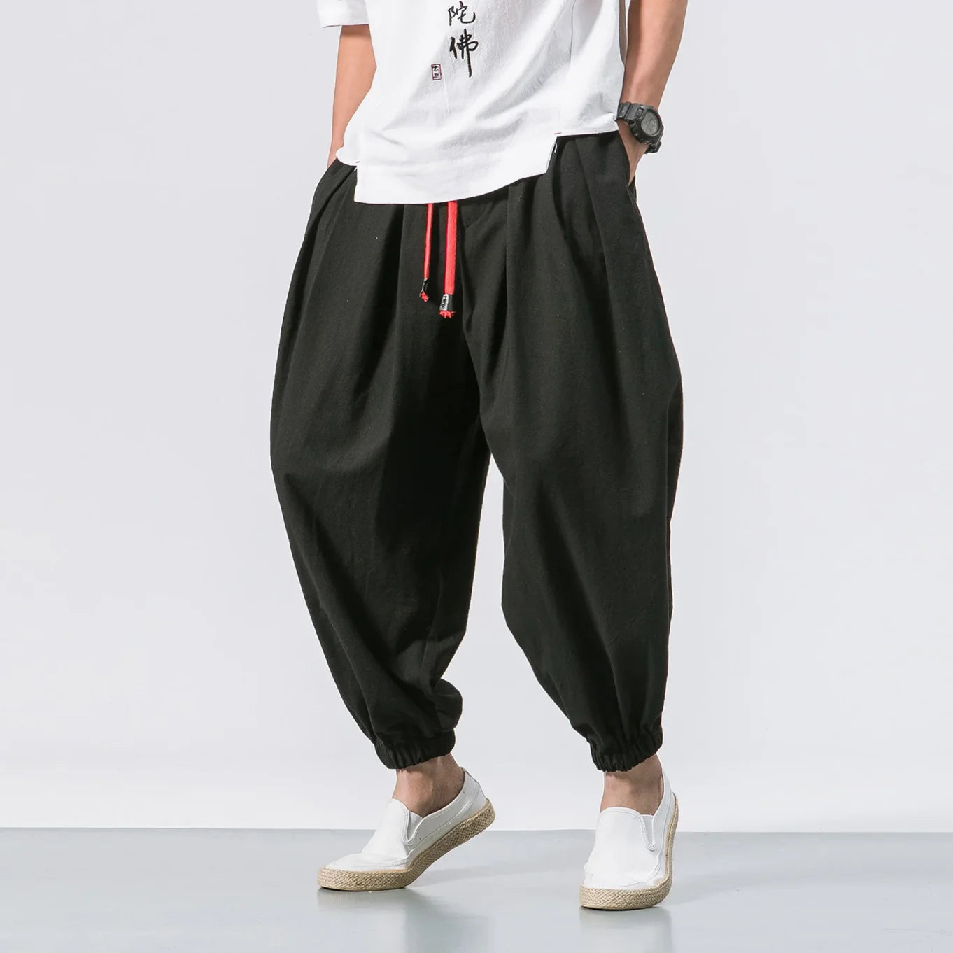 Men’s Oversized Linen Harem Pants – Loose Fit, Breathable, Casual Streetwear