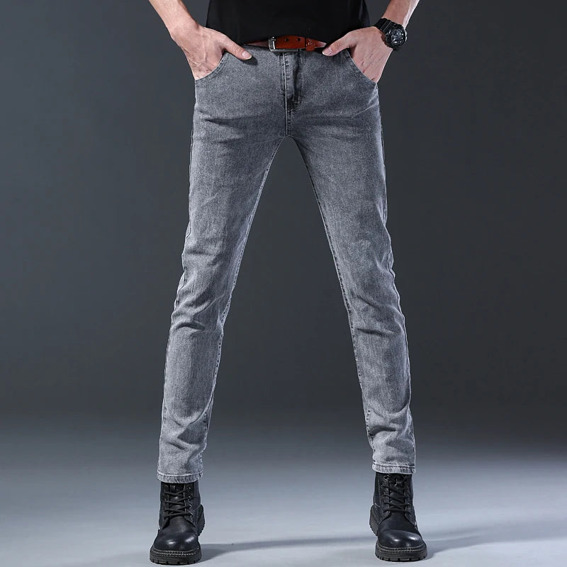 New style jeans, men's slim fit, casual denim pants