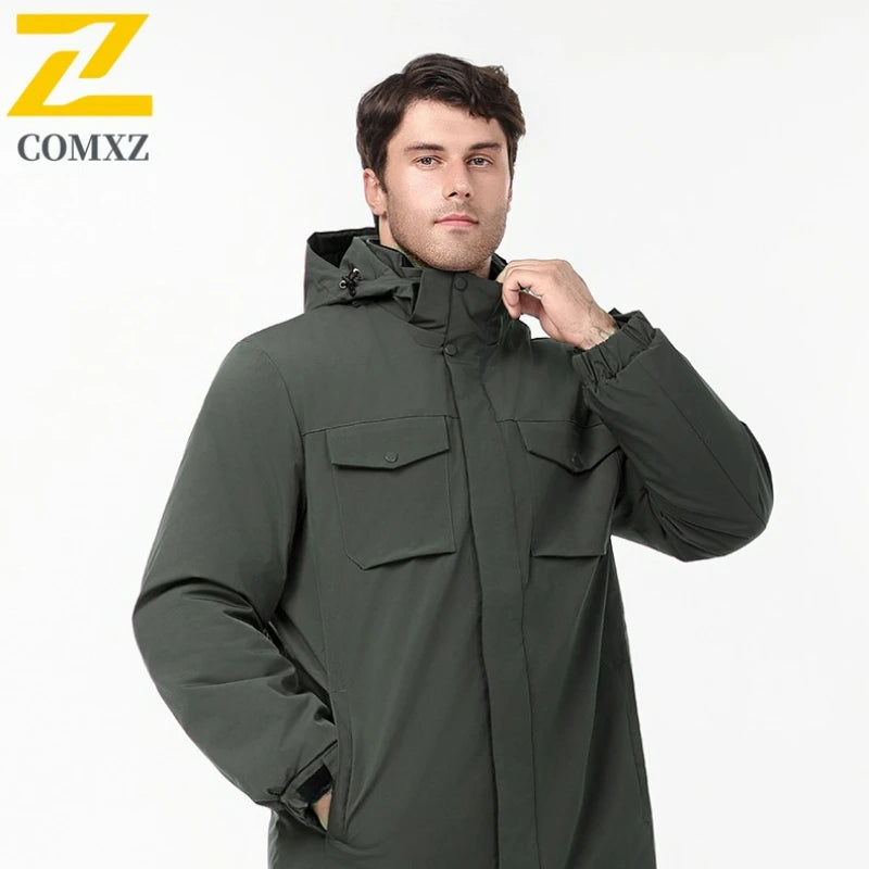 Winter Cotton Jacket Men Windproof Coat Casual Outdoor Cold Weather Workwear Parka