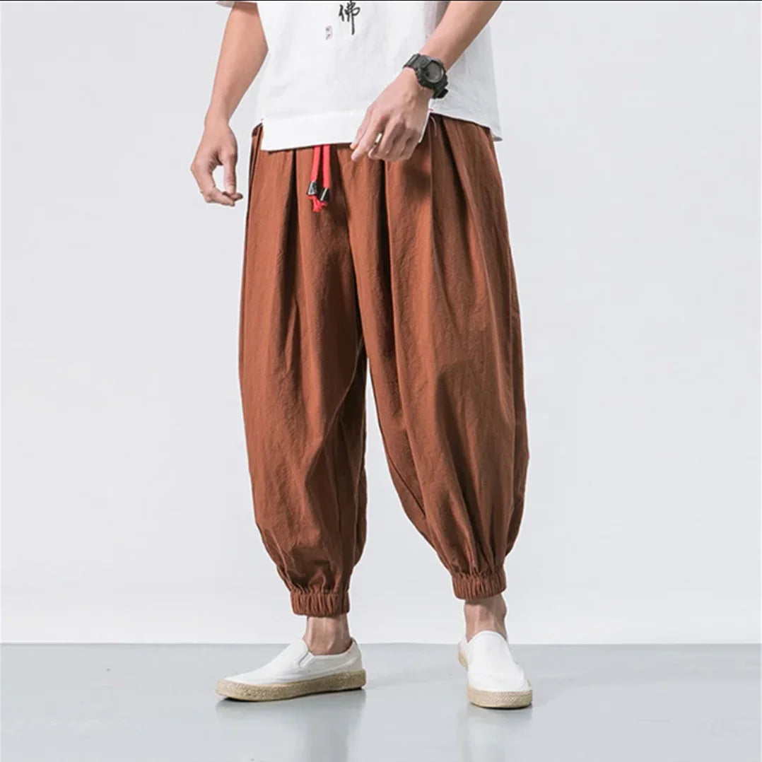 Men’s Oversized Linen Harem Pants – Loose Fit, Breathable, Casual Streetwear