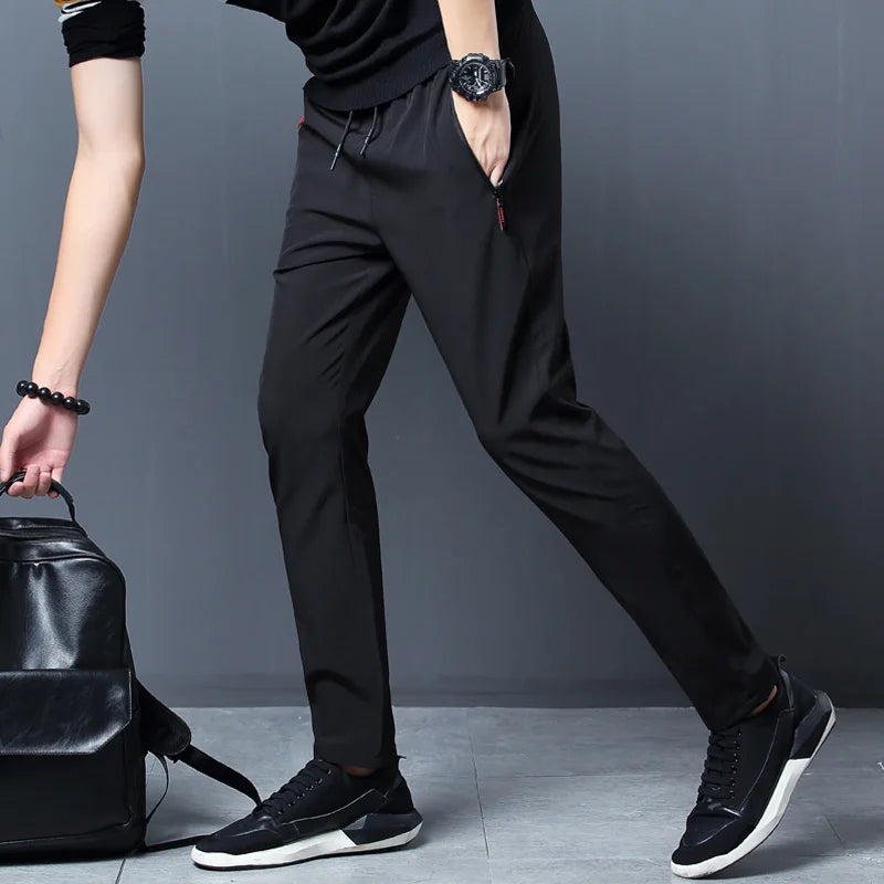 Summer men's ice silk quick drying casual pants slim fit