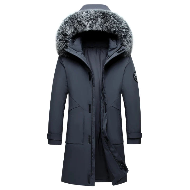 Autumn Winter Long Men Windproof Down Jacket Coats Mens Warm White Duck Down Hooded Jacket Parkas Multi Pockets Overcoat Male