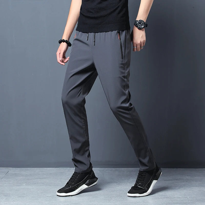 Summer men's ice silk quick drying casual pants slim fit