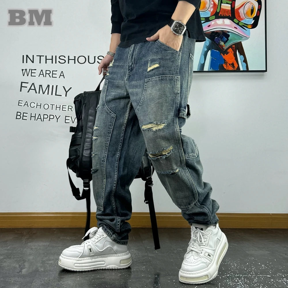 Men'S Clothing Streetwear Denim Cargo Men Pants Harajuku Trousers