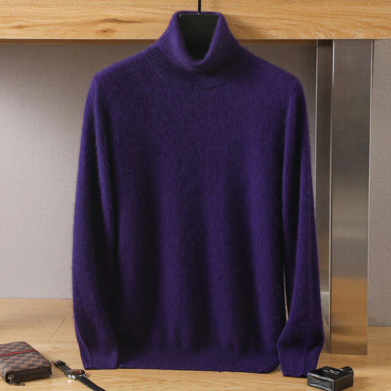 Men's Turtleneck 100% Mink Cashmere Sweater Men 2025 Autumn and Winter Loose Knitted Sweater Keep Warm Top Men Jumper