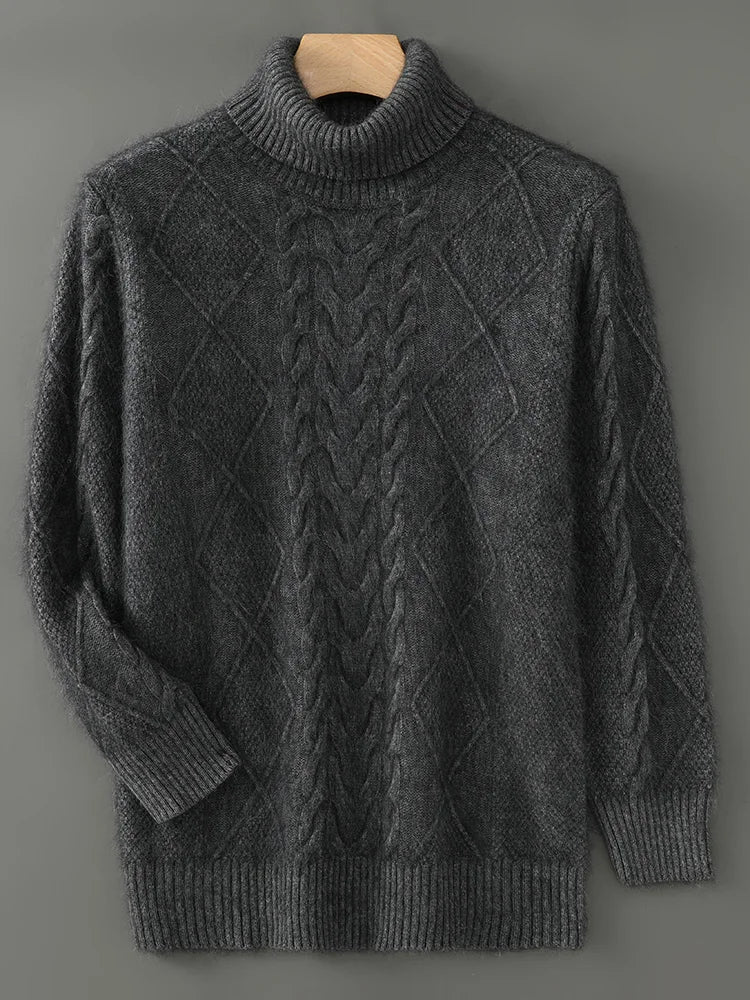 ANGEL Men Turtleneck Pullover Long Sleeve Cashmere Thick Sweater Autumn Winter 100% Mink Cashmere Knitwear Smart Casual Clothing