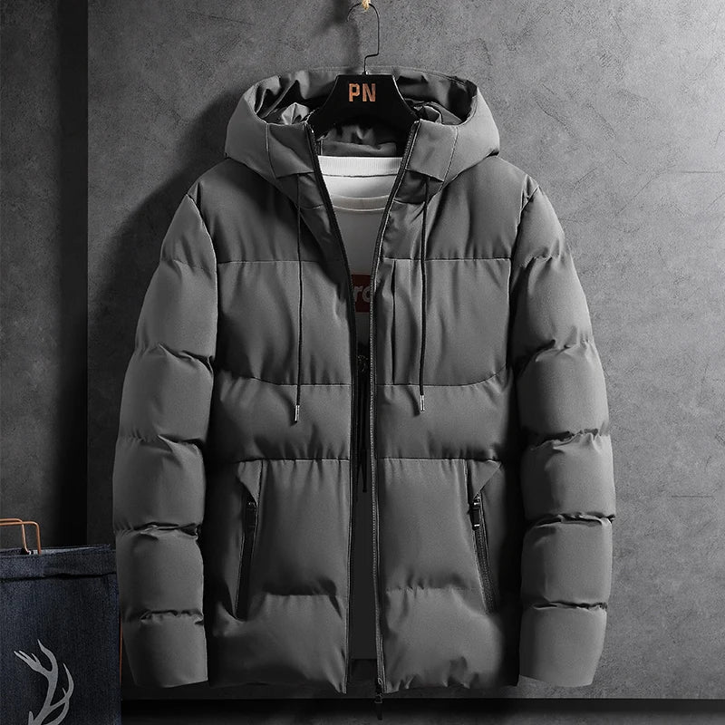 Autumn and Winter Men's Cotton Coat Hooded Jacket Warm Casual Simple Korean Version Slim Fit Cotton Coat  Trend Puffer Jacket