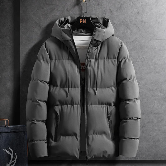 Autumn and Winter Men's Cotton Coat Hooded Jacket Warm Casual Simple Korean Version Slim Fit Cotton Coat  Trend Puffer Jacket