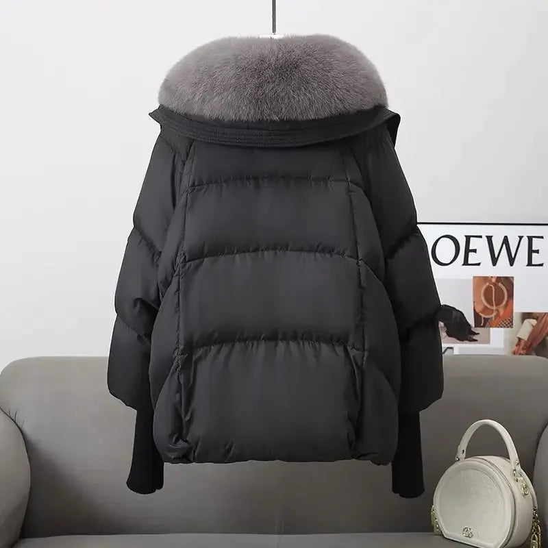 2025 Winter New Leisure Solid Color Women Jacket Parkas Fur Collar Thick Cotton Coats Clothes  Casual Outerwear Female