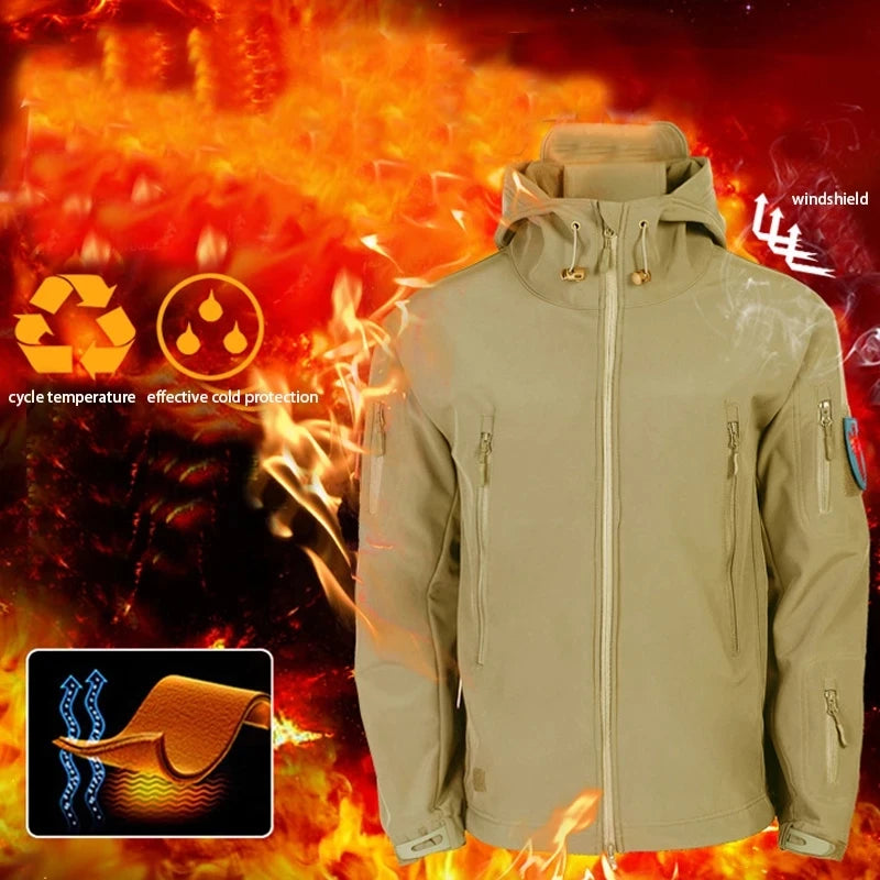 Men's Winter Autumn Softshell Fleece Jackets Waterproof Outdoor Fishing Hiking Hunting Thermal Camping Cargo Coats Warm M-5XL
