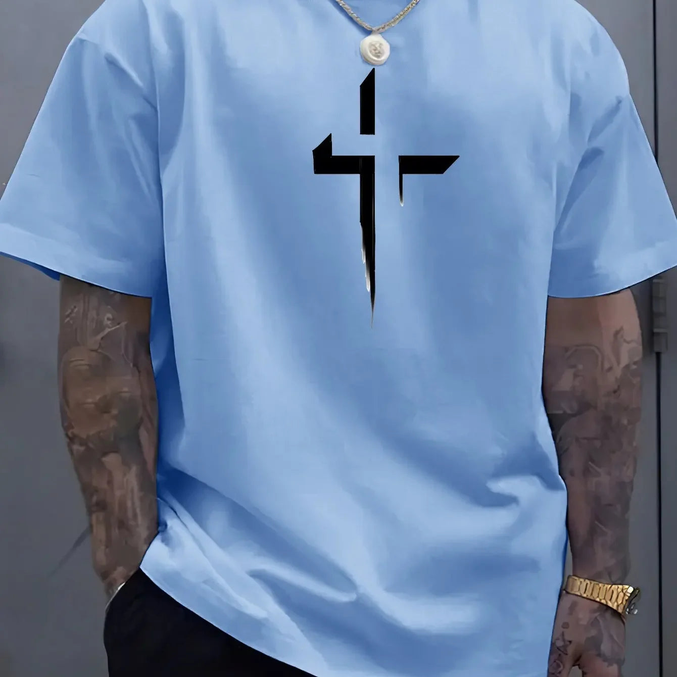 Summer men's  casual comfortable round neck short sleeved T-shirt