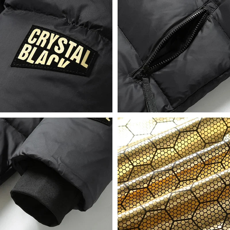 Warm Thick Long Down Jacket Coat Mens Hooded Waterproof Black Gold Puffer Jacket Men Casual Windproof Parkas Male Winter New Men