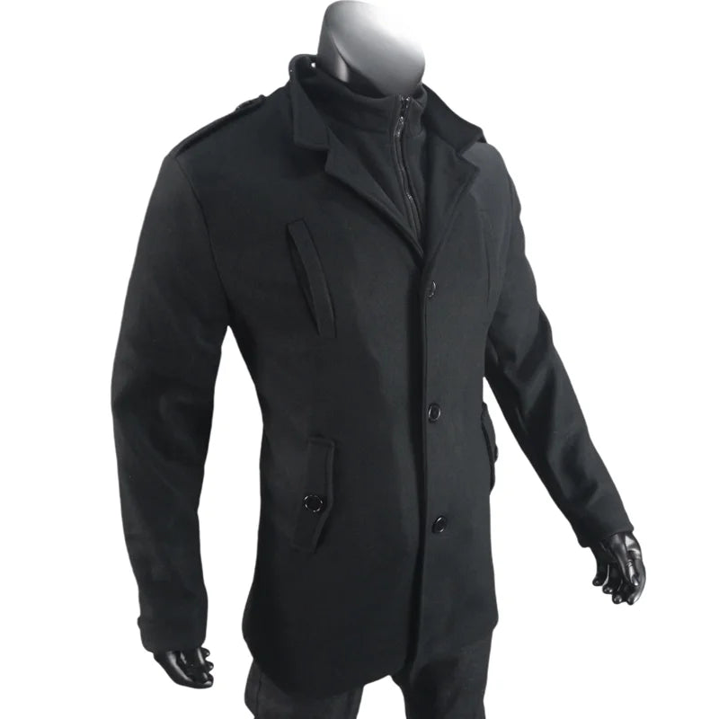 Jackets Man Winter Lined Mans Clothing Warm Men's Fake Two-Piece Coats Windbreaker Outerwears Streetwear Jacket EU Size