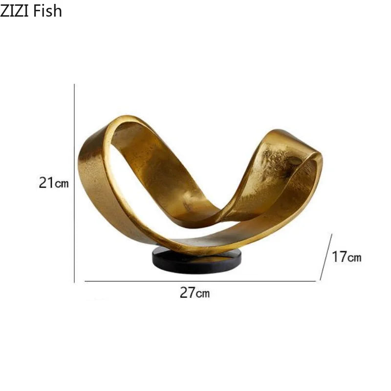 Golden Handicrafts Ornaments Desktop Abstract Statue Geometric Art Statues Home Accessories Decoration Crafts Miniatures Gifts