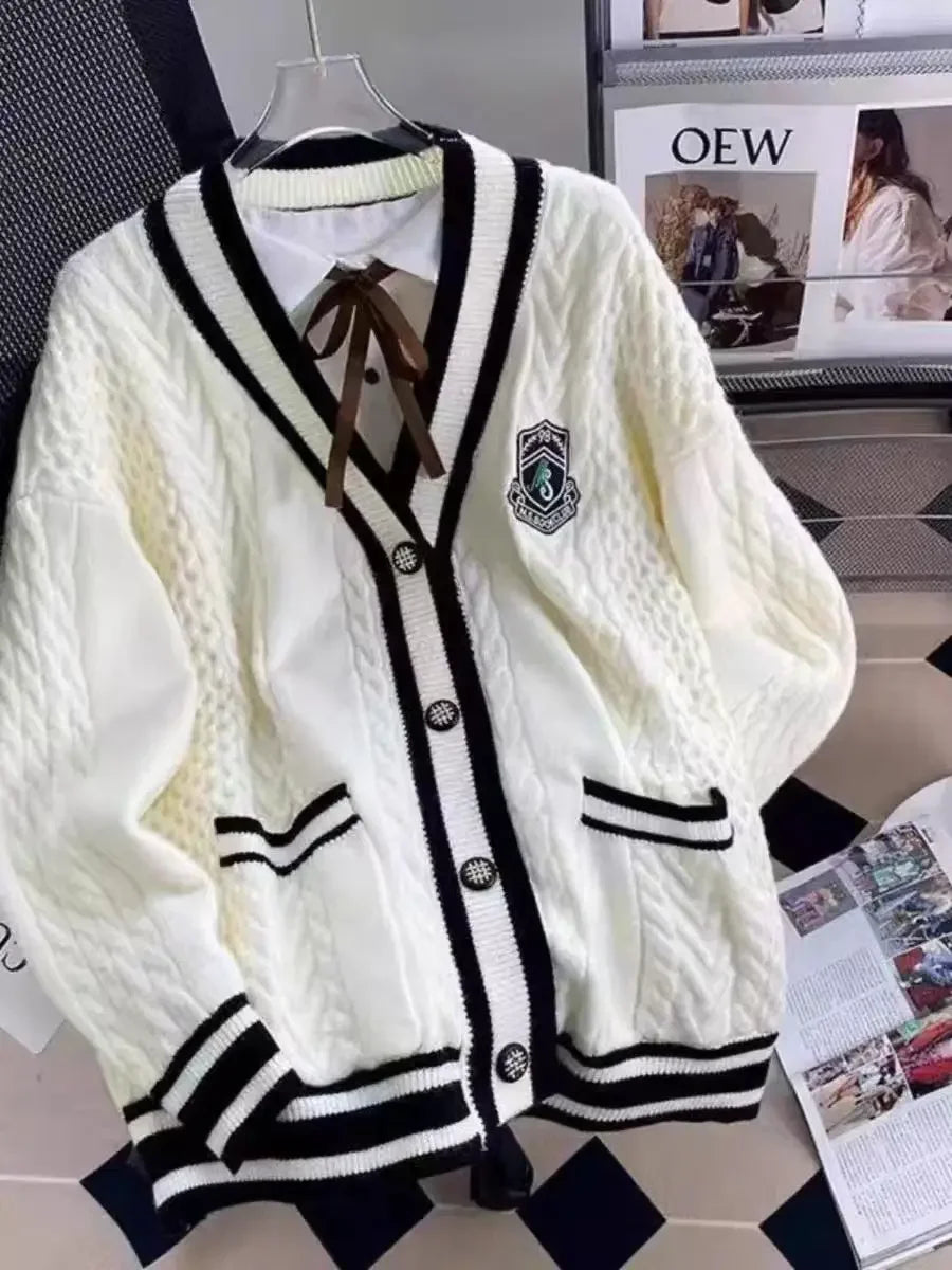 Winter Women Sweater Knitted Cardigan Oversize Girls Sweater Woman Cashmere Pullover Tops Long Sleeve Maxi Vintage Y2k Thick