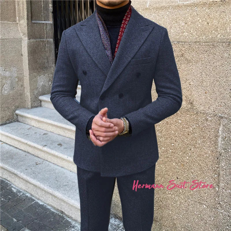 Men's 2 piece suit set（Jacket+Pants) Fashion Casual Man Suit Set Man Business suit set