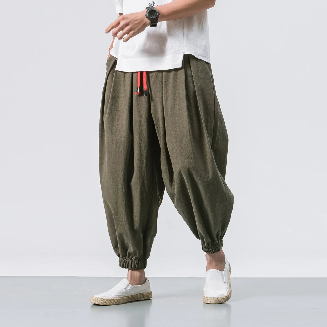 Men’s Oversized Linen Harem Pants – Loose Fit, Breathable, Casual Streetwear