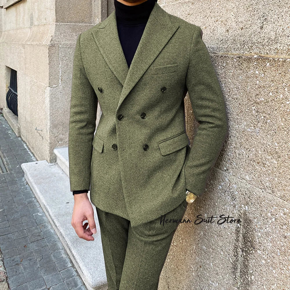Men's 2 piece suit set（Jacket+Pants) Fashion Casual Man Suit Set Man Business suit set
