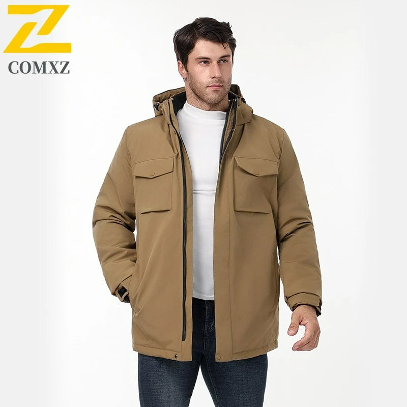 Winter Cotton Jacket Men Windproof Coat Casual Outdoor Cold Weather Workwear Parka