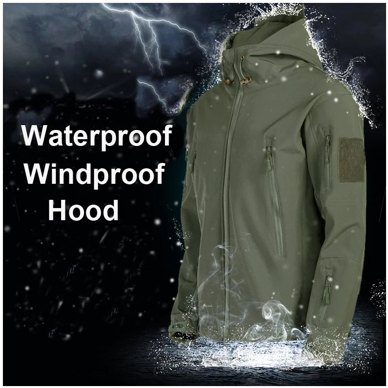 Men's Winter Autumn Softshell Fleece Jackets Waterproof Outdoor Fishing Hiking Hunting Thermal Camping Cargo Coats Warm M-5XL