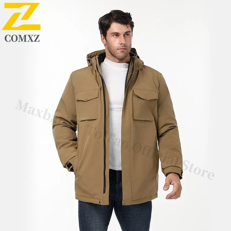 Winter Cotton Jacket Men Windproof Coat Casual Outdoor Cold Weather Workwear Parka
