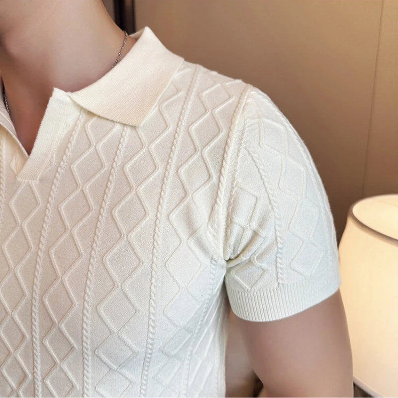 Spring Summer New Men's Polo Collar Slim Fit