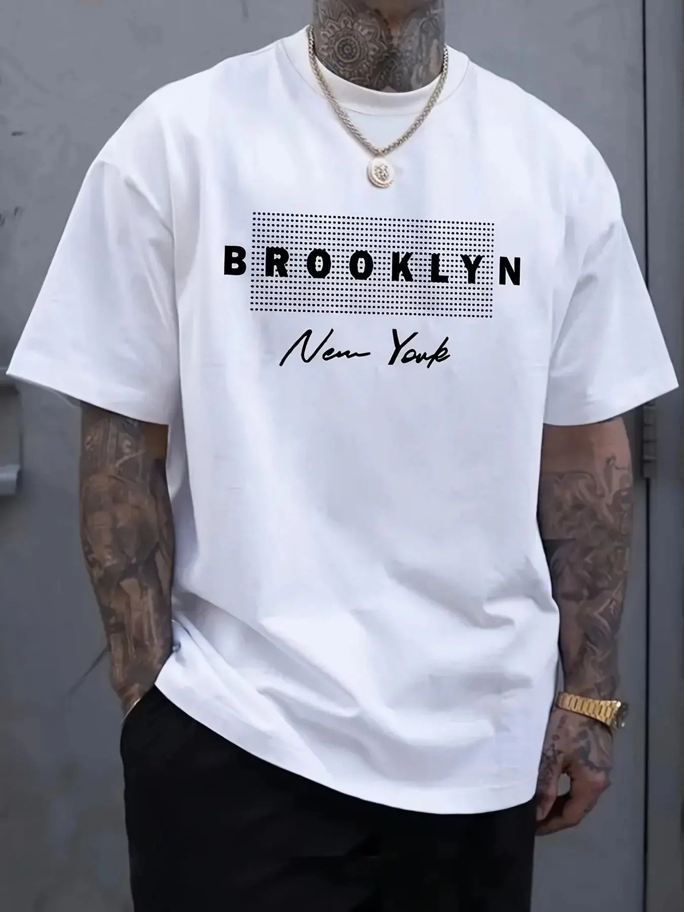 The 2025 summer new men's T-shirt Brooklyn New York Men's T-shirt 3D printed pattern Polyester style T-shirt Round neck Summer c