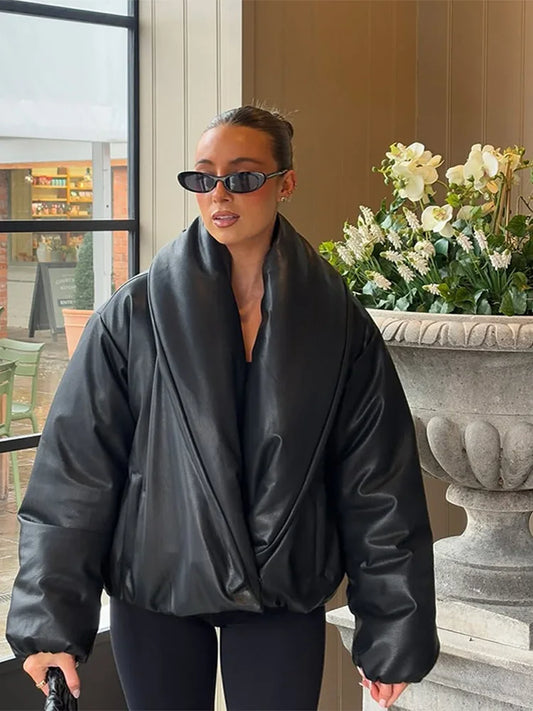 Solid Thicken Short Woman Coats Turn-down Collar Long Sleeve Covered Button Warm Outerwear 2025 Autumn Winter New Lady Jackets