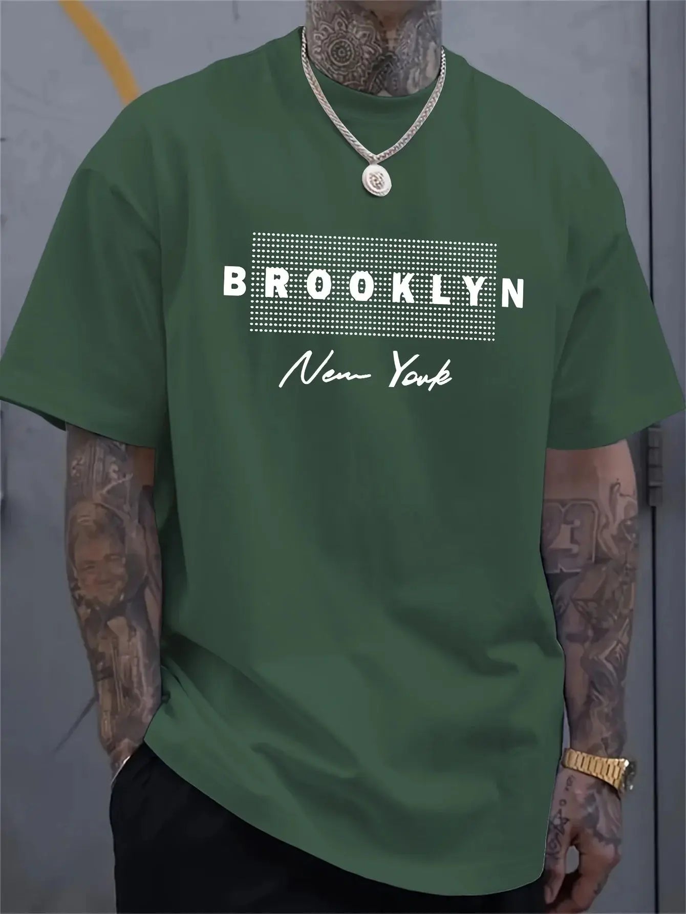The 2025 summer new men's T-shirt Brooklyn New York Men's T-shirt 3D printed pattern Polyester style T-shirt Round neck Summer c