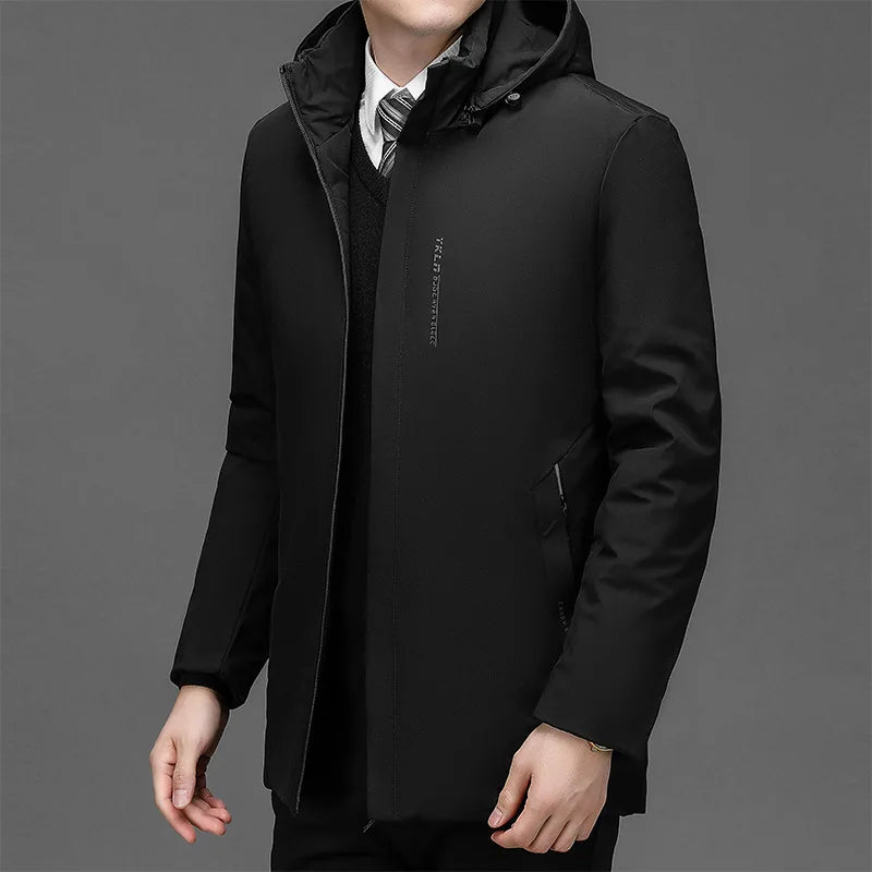 Men Fashion Hooded Windproof Hooded Thick Fleece Warm Casual Thicken Cotton Jacket Winter Parka
